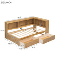 Twin Size Daybed With Two Storage Drawers, Storage Cabinets And Usb Ports, Wood Color Twin Wood Solid Wood Mdf