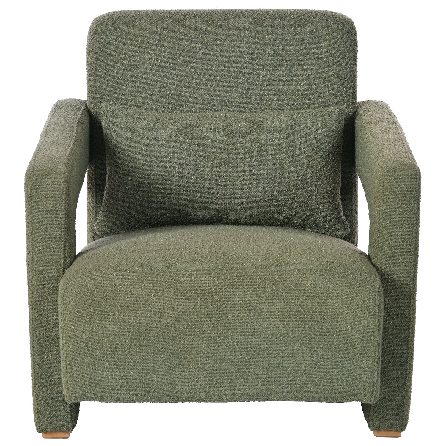 Mirod Sleek Right Angle Armrests, Ergonomic Lumbar Support, Square Wooden Block Legs, Inclined Seat For Comfort, Artistic Statement Piece For Living Room,Bedroom And Study Green Boucle