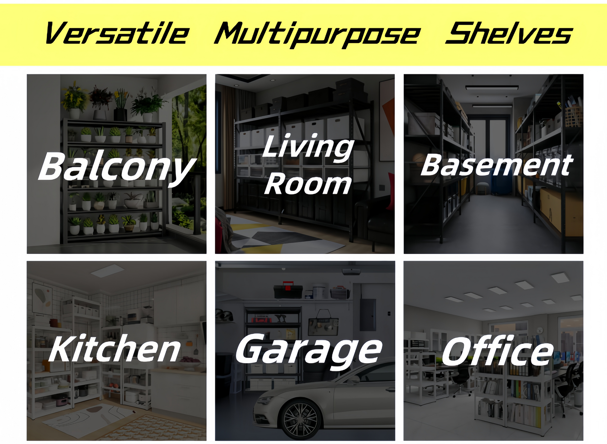 5 Tier Heavy Duty Metal Storage Shelves,Easy To Assemble,Adjustable,Storage Shelves For Basements, Garages And Kitchen, 78 "H*47.2 "W*23.6 "D 5 Black Standard Vertical Kitchen Open Back Metal Modern