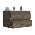 Praga Floating Vanity Sink With 2 Drawers Dark Brown White White Particle Board