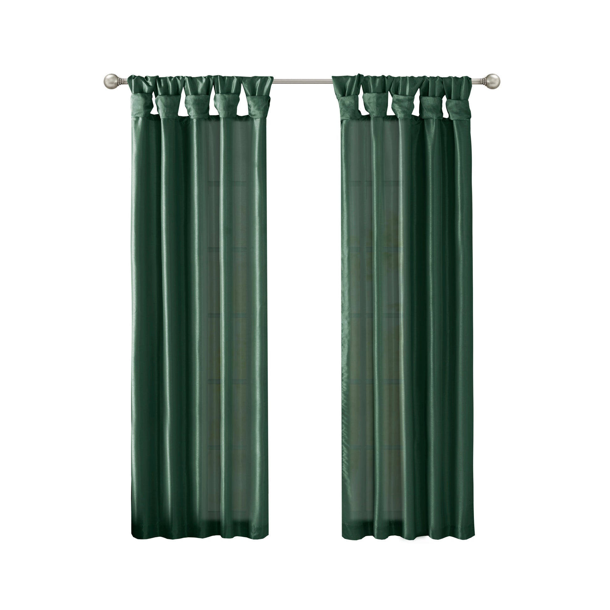 Twist Tab Lined Window Curtain Panel Green 50X95" Green Polyester