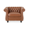 Comfy Arm Chair With Tufted Backmodern For Living Room, Bedroom And Study Brown Pu