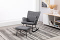 Rocking Chair, Glider Chair,Rocking Accent Chair With Lumbar Pillow And Ottoman For Nursery Living Room Bedroom Grey Pu