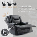 3 Seater Home Theater Recliner Manual Recliner Chair With A Led Light Strip Two Built In Cup Holders For Living Room,Bedroom, Black Black Foam Pu