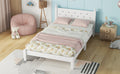 Twin Bed With Button Decoration Headboard, With Bed Slats,White Twin White Pine