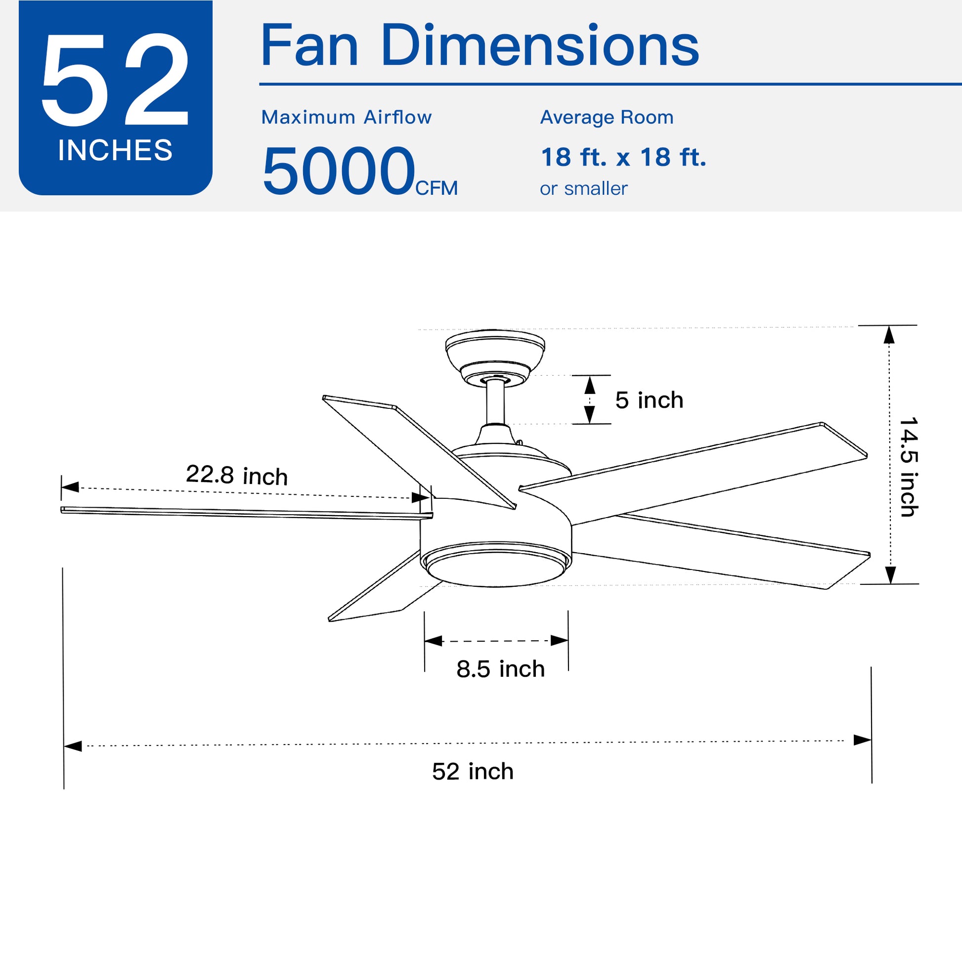 52 Inch Indoor 5 Plywood Black Ceiling Fan With Light Matte Black American Traditional,Farmhouse Steel Plywood