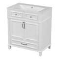 30'' Bathroom Vanity With Resin Sink, Solid Wood Frame Bathroom Storage Cabinet With Soft Closing Doors, Retro Style, White Same As Sw000118Aak White Bathroom Modern Solid Wood Mdf Resin