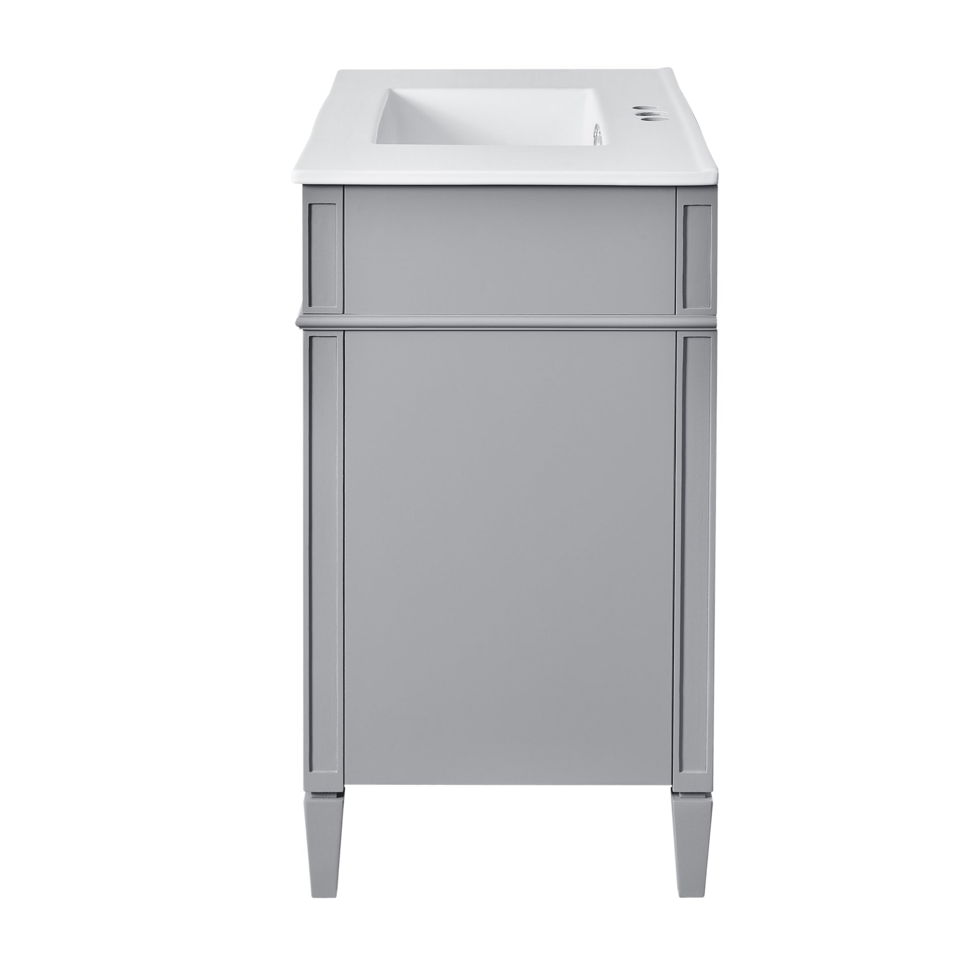 36'' Bathroom Vanity With Medicine Cabinet, Modern Bathroom Storage Cabinet With 2 Soft Closing Doors And 4 Drawers, Single Sink Bathroom Vanity Grey Bathroom Ceramic,Solid Wood Mdf