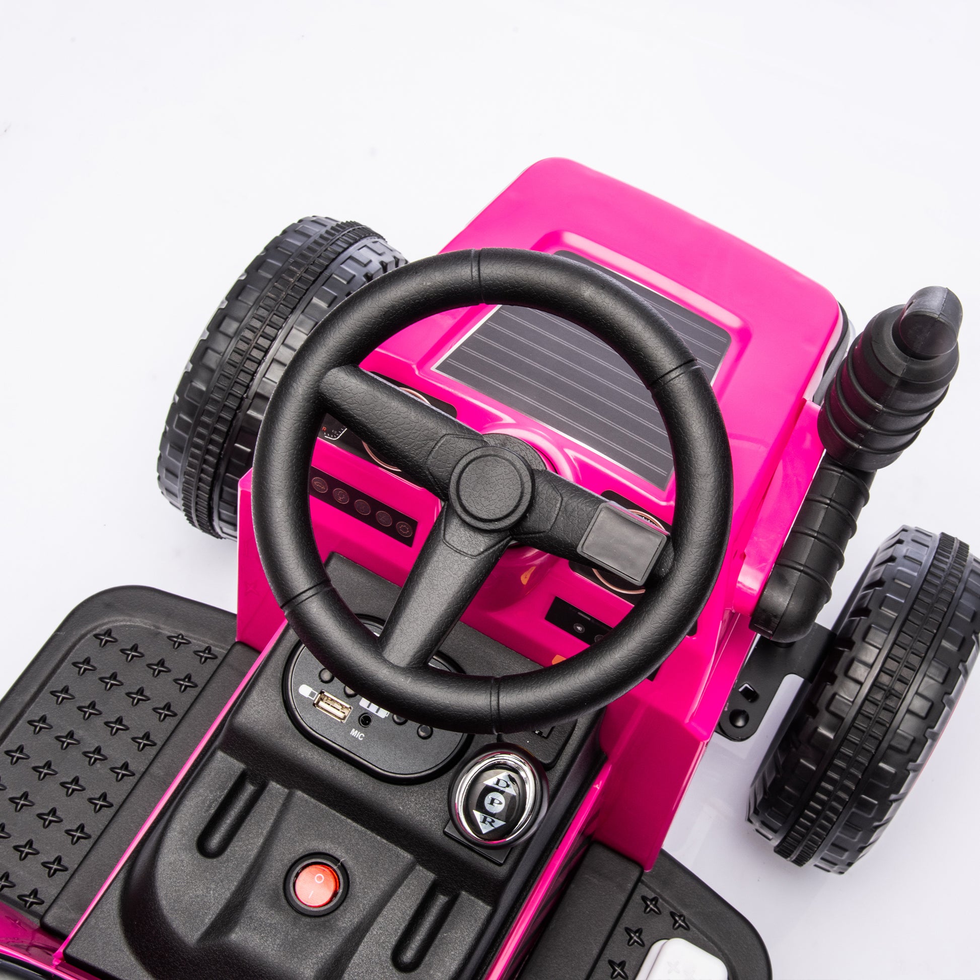 12V Kids Ride On Electric Tractor Black Knight,Kids Ride On Toy.2Wd,Non Skid Tires, Steering Wheel, Foot Pedal,With Removable Storage Tug,Light,Bluetooth,Music,Mp3,Usb,Power Display For Kids Aged 3 . Rose Red 50 99 Lbs Polypropylene