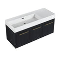 48 Inch Wall Mounted Bathroom Vanity With Sink, Thick Edged Resin Basin, Kd Package Black Chestnut Bathroom Modern Plywood