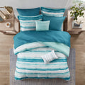 8 Piece Printed Seersucker Comforter And Quilt Set Collection Aqua King Cal King King Aqua Polyester