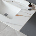 37 Inch Marble Vanity Top, Bathroom Vanity Top With Undermount Rectangular Middle Sink And 4