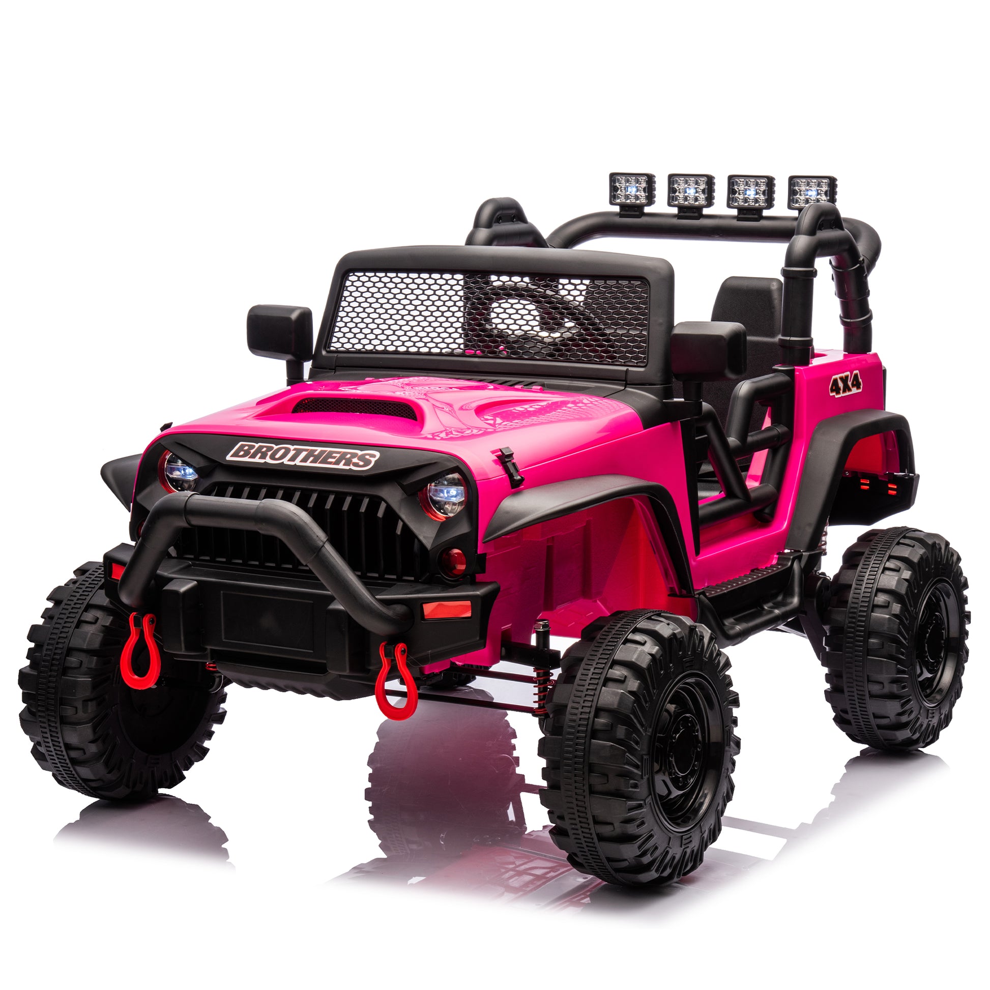 24V Kids Ride On 400W Electric Toy Car W Parents Control,Four Wheel Suspension,Front And Rear Led Searchlight,With Bluetooth,Mp3,Usb,Music,Volume Adjustment,Light Control And Power Display For Kids 3 Rose Red Polypropylene