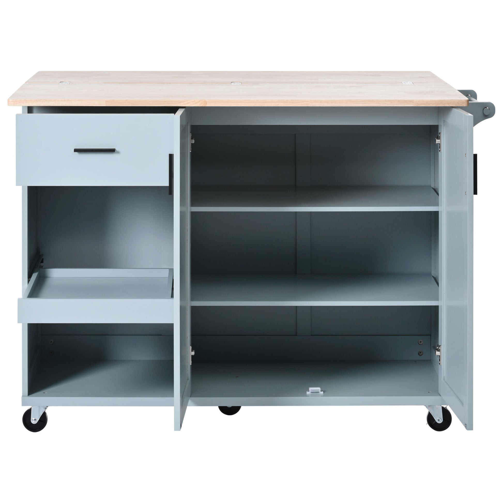 K&K Kitchen Island With Foldable Counter Top, Kitchen Storage Cart With Slide Out Shelf, Towel Rack And Drawer, Rolling Kitchen Cart On Wheels, For Kitchen, Living Room, Dining Room, Grey Blue Grey Blue Brown Kitchen Classic,Farmhouse,Luxury,Modern