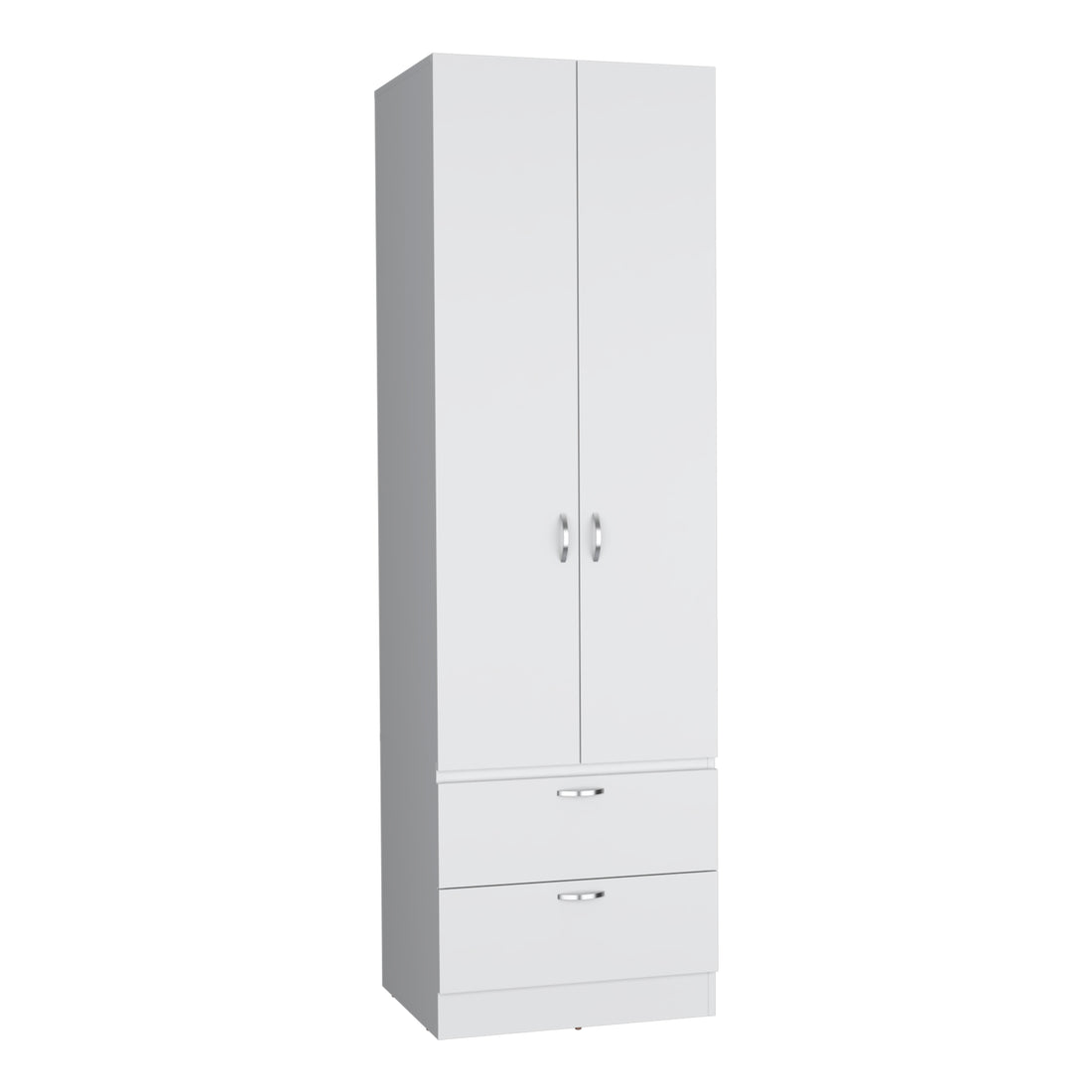 Vico Armoire Wardrove 76" H, Hanging Rod, 2 Drawers, 1 Shelf, White White Solid Wood Mdf Engineered Wood