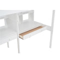 Twin Size Loft Bed Frame With Storage Staircase And Double Desks And Shelves,White Twin White Solid Wood Mdf