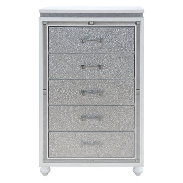 Maloise White Chest White Solid Wood Mdf