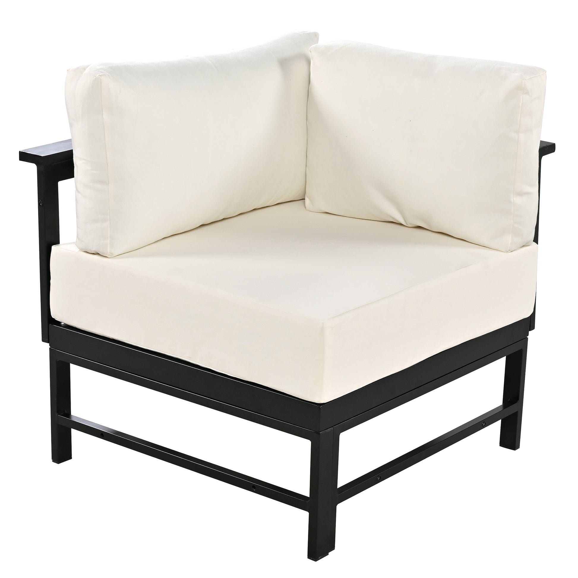 U Shaped Multi Person Outdoor Sofa Set, Suitable For Gardens, Backyards, And Balconies. White Seats 6 Aluminum