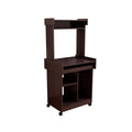 Microwave Cart Coffee Station Computer Cart On Locking Castors Hutch Gliding Shelf Red Cocoa Color Espresso Particle Board Mdf