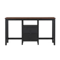 Farmhouse Rustic 3 Piece Counter Height Wood Dining Table Set With Cabinet,2 Storage Drawers And 2 Stools For Small Places,Black Cherry Wood Wood Cherry Seats 2 Wood Dining Room Farmhouse Rubberwood Rectangular Foam Solid Wood