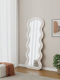 Cream White Mirror Cream White Metal Synthetic Wood Mirror