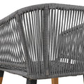 K&K 6 Piece Rope Patio Furniture Set, Outdoor Furniture With Acacia Wood Cool Bar Table With Ice Bucketdeep Seat Patio Conversation Set With Two Stools For Backyard Porch Balcony Grey Yes Complete Patio Set Grey Weather Resistant Frame Fade Resistant