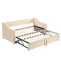 Twin Size Upholstered Daybed With Pop Up Trundle, Beige Twin Beige Upholstered