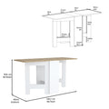 Folding Table With Expandable Design In 3 Forms, White Macadamia Multicolor Solid Wood Mdf Engineered Wood