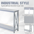 Homcom 2 Tier Console Table, Sofa Side Table With Storage Shelf, X Design For Entryway, Living Room, And Hallway, Grey Grey Mdf