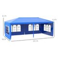 Outsunny 9.6' X 19' Large Party Tent, Outdoor Event Shelter, Gazebo Canopy With 4 Removable Window Sidewalls For Weddings, Picnics, Blue Blue Steel