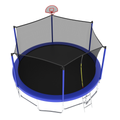 16Ft Trampoline With Balance Bar & Basketball Hoop&Ball, Astm Approved Reinforced Type Outdoor Trampoline With Enclosure Net Antique Blue Metal