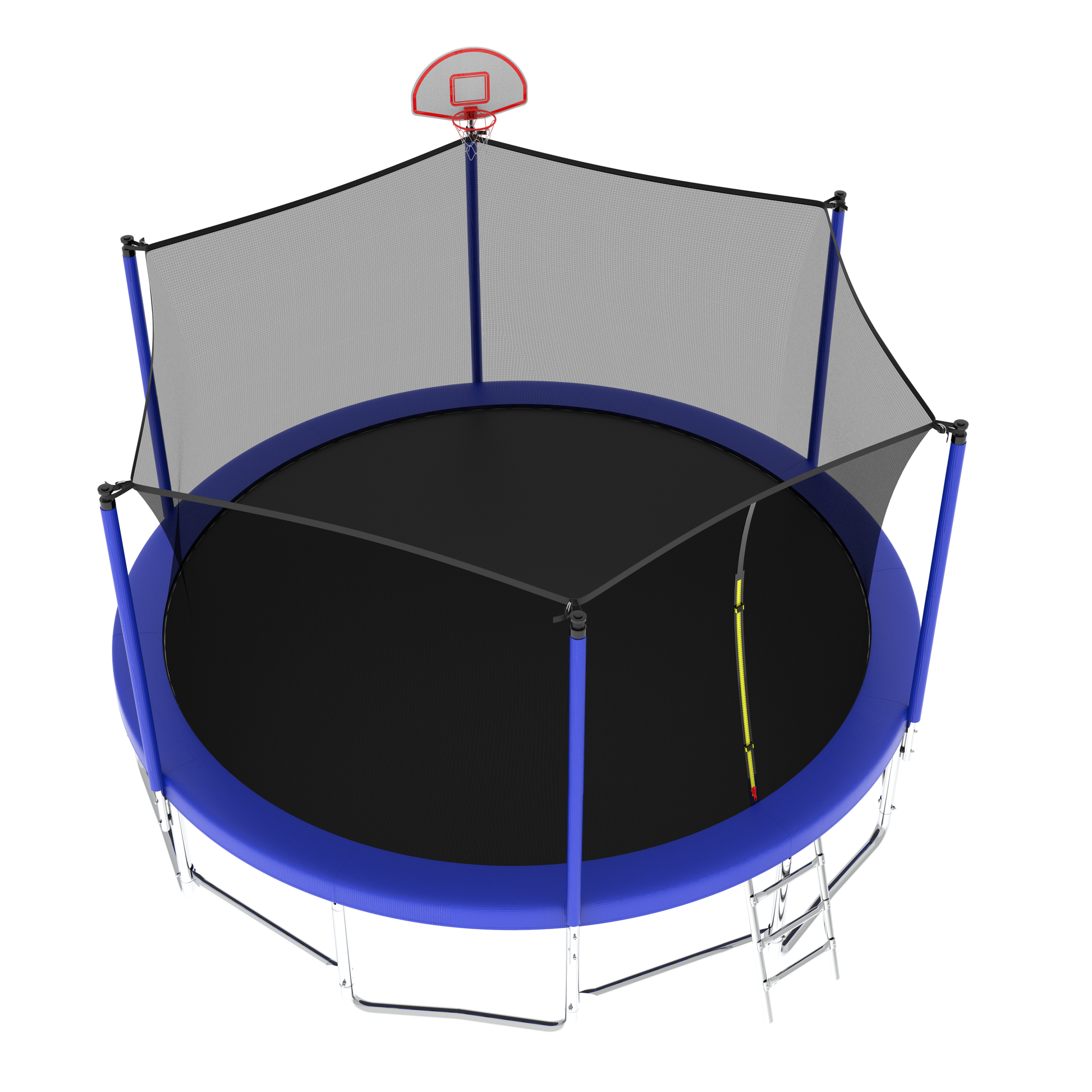16Ft Trampoline With Balance Bar & Basketball Hoop&Ball, Astm Approved Reinforced Type Outdoor Trampoline With Enclosure Net Antique Blue Metal