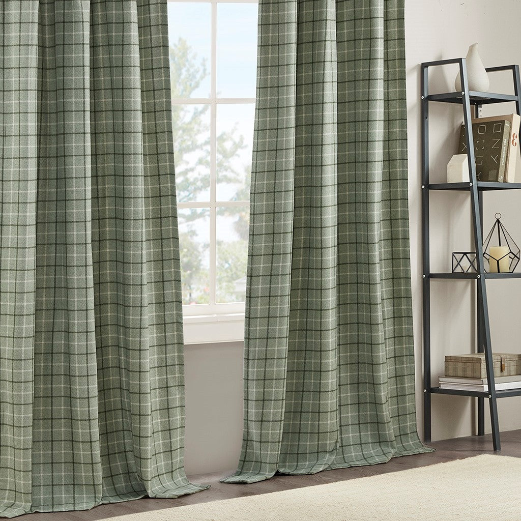 Plaid Faux Leather Tab Top Curtain Panel With Fleece Lining Only 1 Pc Curtain Panel Multicolor Polyester