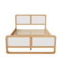 Modern Style Full Size Solid Wood Platform Bed For Kids, Teens, Adults, No Need Box Spring, Walnut And White Box Spring Not Required Full White Walnut Wood Bedroom Modern Pine Bed Frame Wood