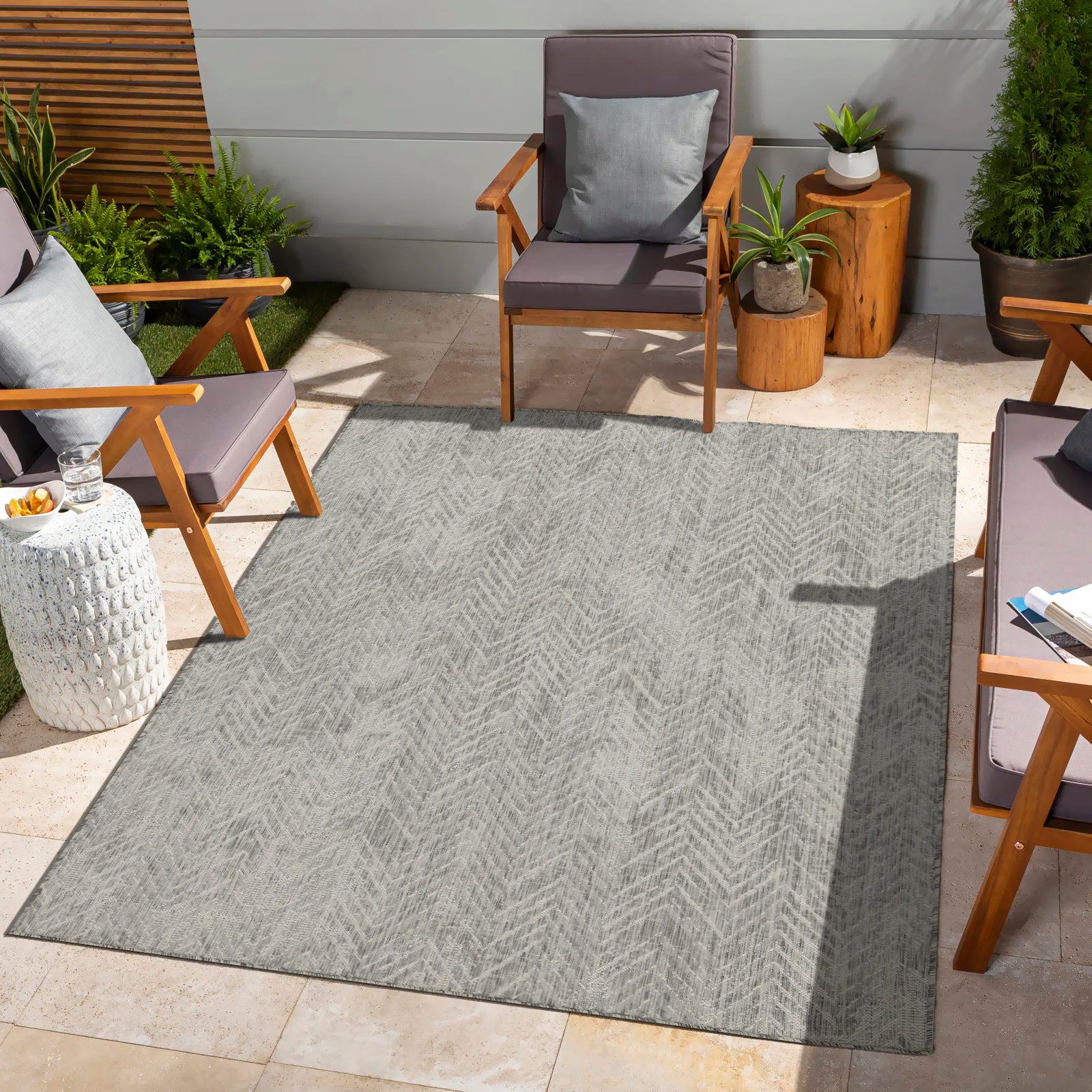 Sunshine Gc Har2012 Silver 2 Ft. 7 In. X 7 Ft. 3 In. Indoor Outdoor Area Rug Silver Polyester Polypropylene