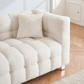 Beige White And Teddy Plush Sofa 80 Inch Discharge In Living Room Bedroom With Two Throw Pillows Hardware Foot Support Beige Polyester Blend 3 Seat