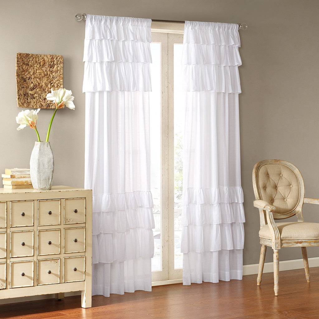 Cotton Oversized Ruffle Curtain Panel Only 1 Pc Panel White Cotton