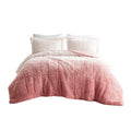 Ombre Shaggy Long Fur Comforter Mini Set Queen Blush Polyester