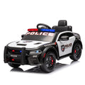 Licensed Dodge Charger,12V Kids Ride On Police Car W Parents Remote Control,Anti Collision Bar,Front& Top Alarm Light Design,Police Car Sticker,Megaphone,Three Speed,Slow Start,Four Wheel Suspension. White Plastic