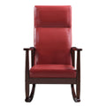 Red And Espresso Tight Cushion Rocking Chair Solid Red Brown Primary Living Space Foam Rectangular Rocking Chairs Rubberwood Solid Back Wood Fabric