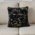 Luxury Chinchilla Faux Fur Gilded Black Pillow 20 In. X 20 In. Black Gold Polyester