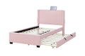 Pink Twin Size Upholstered Bed Frame With Trundle Bed, Teddy Fabric, Usb Functionality, And A Pocket Design On The Side Of The Headboard For Storing Small Items. Pink Is A Girl'S First Choice Box Spring Not Required Twin Baby Pink Wood Espresso Bedroom