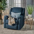 Glider Recliner With Swivel Navy Blue Fabric