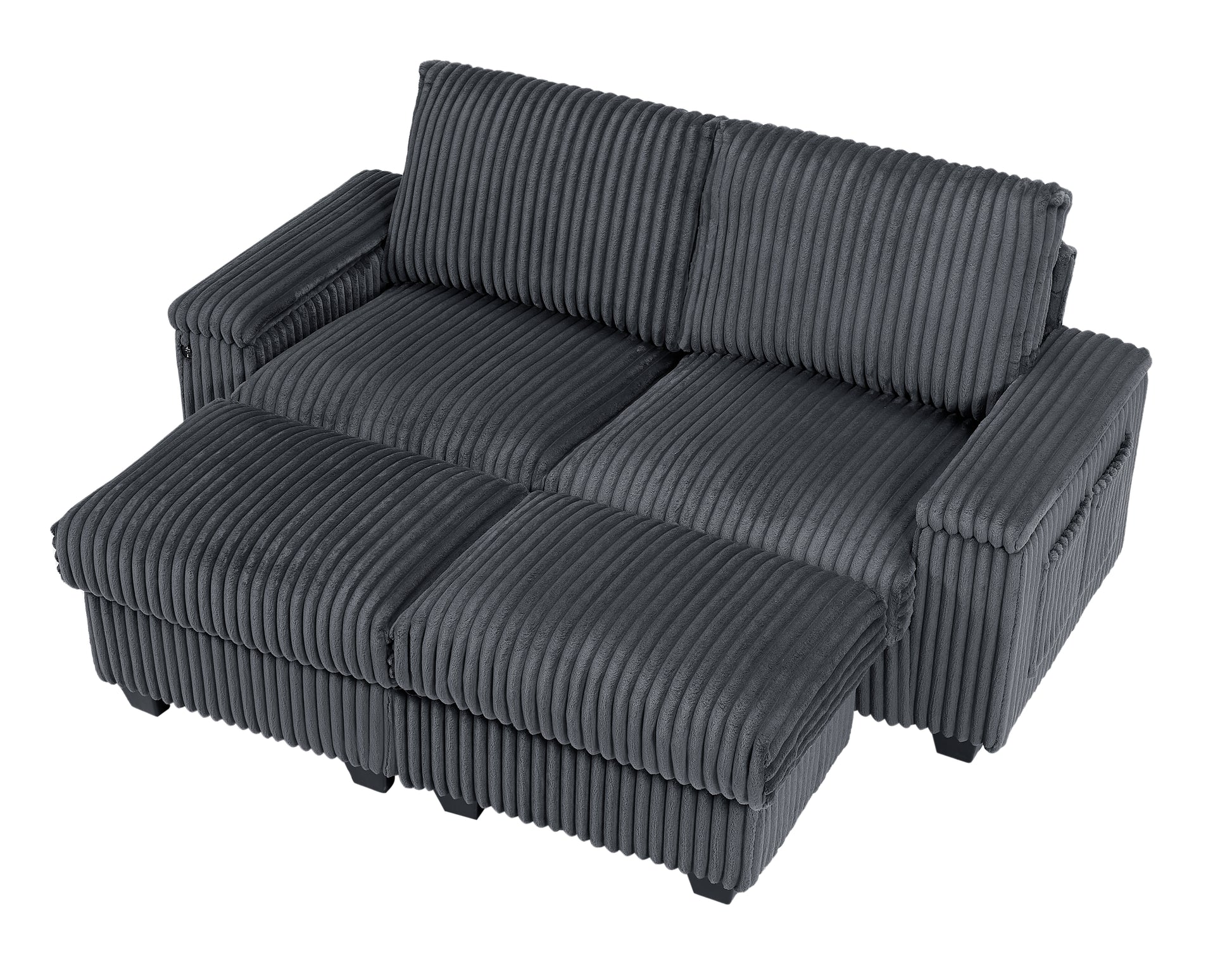 27.2 Inch Corduroy Fabric Ottoman Removeable Seat Cushion Dark Grey One Ottoman, Do Not Include Sofa Dark Gray Fabric