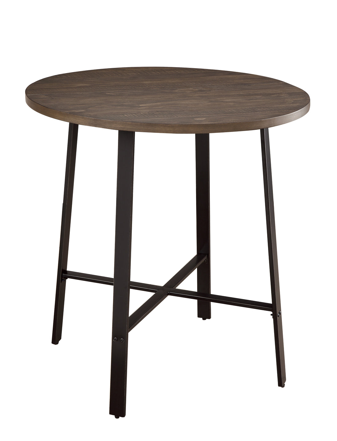 1Pc Round Counter Height Table Gray Metal Finish Rustic Industrial Style Furniture Brown,Gray Seats 4 Industrial,Rustic Rectangular Metal