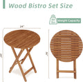 3 Piece Acacia Wood Bistro Set, Wooden Folding Patio Furniture For Garden Backyard Balcony Porch W 1 Coffee Table And 2 Foldable Chairs, Light Brown Light Brown Acacia Wood