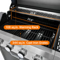 Propane Grill 4 Burner Barbecue Grill Stainless Steel Gas Grill With Side Burner And Cover For Outdoor Bbq, Camping Silver Garden & Outdoor Stainless Steel