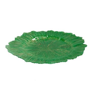 8 Pack Reef Plastic Charger Plate, D13" Green Plastic