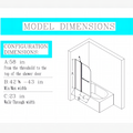 43 In. W * 58 In. H Frameless Folding Shower Doors For Bathtub, 1 4