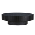 Modern Handcraft Drum Coffee Table Length 43.7 Inch Ellipse Coffee Table For Living Room,Oval Small Coffee Table With Sturdy Pedestal,Black Mdf Matt Black Mdf